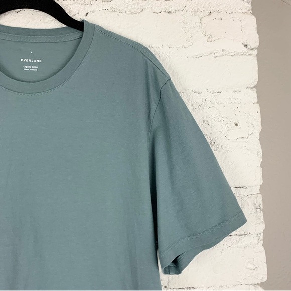 Everlane Uniform Organic Cotton Short Sleeve Crew Neck Tee Shirt Evergreen Large - Picture 2 of 6